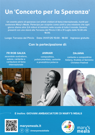 Poster with details for the concert for hope.